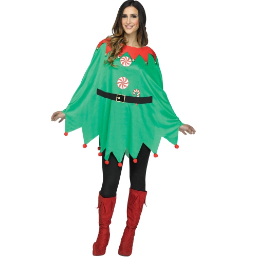 Green Adult One Size Elf Christmas Poncho