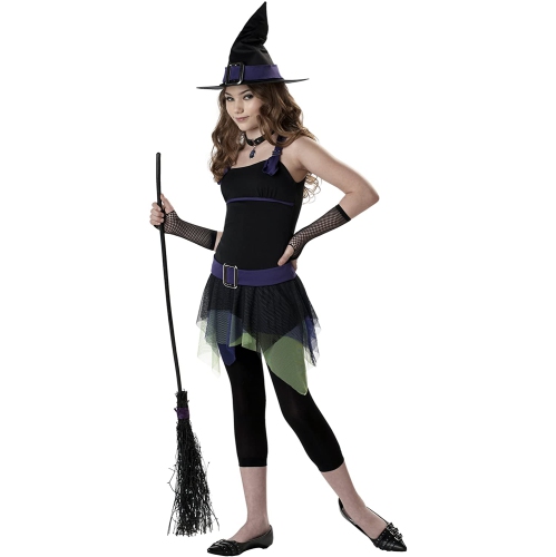 Sassy Black and Purple Witch Girl's Halloween Costume - Teen Size