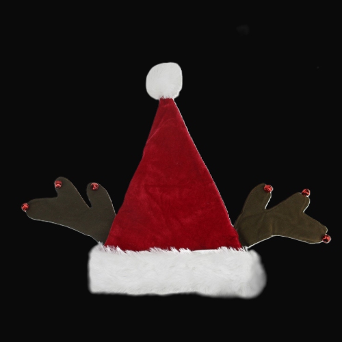 Red and Brown Reindeer Antlers Santa Hat Unisex Adult Christmas Costume Accessory - One Size