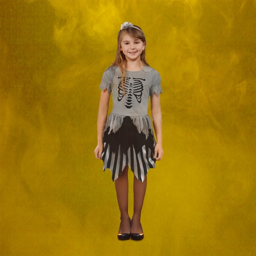 Gray Pirate Skeleton Girl's Children's Halloween Costume - Medium