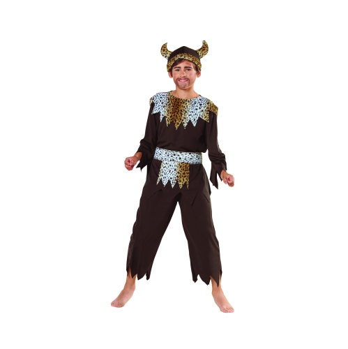 Brown and Black Caveman Warrior Boy Child Halloween Costume - Medium