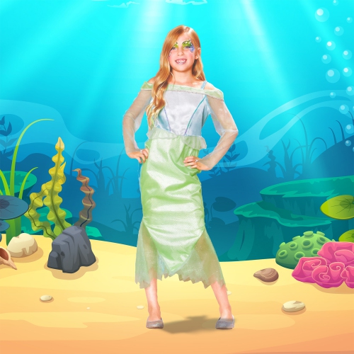 Blue and Green Mermaid Girl Child Halloween Costume - Medium