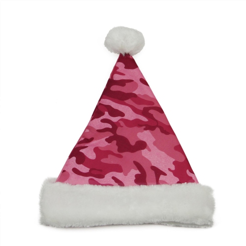 Chapeau Noël adulte camouflage rose et blanc 21 po - moyen