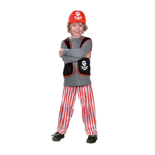 Gray and Red Pirate Boy Child Halloween Costume - Medium