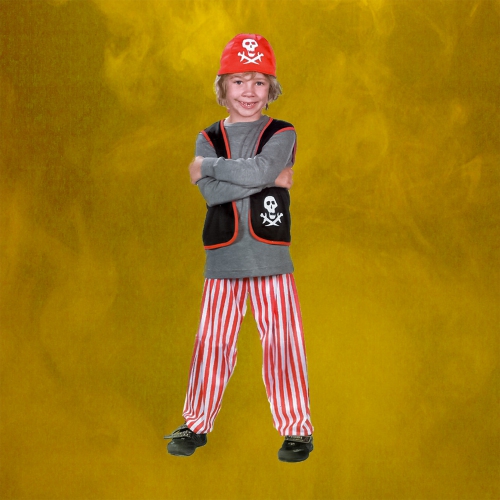 Gray and Red Pirate Boy Child Halloween Costume - Medium