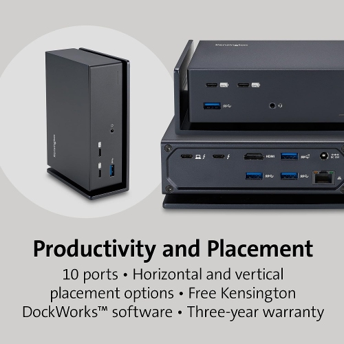 Kensington SD5560T Thunderbolt 3 Dock – 96W Power Delivery, Dual 4K, for Mac, Windows and Surface