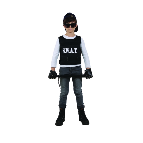 Black and White Police Officer Boy Child Halloween Costume - Small