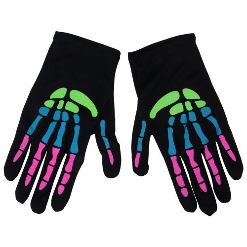 Gants d'Halloween squelette coloré de 12 po