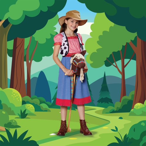 Red and Blue Checkered Cowgirl Child Halloween Costume - Large