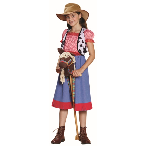 Red and Blue Checkered Cowgirl Child Halloween Costume - Large