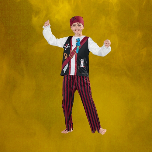 Red and Black Pirate Boy Child Halloween Costume - Large