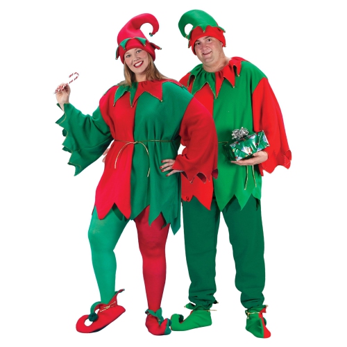 Red and Green Elf Adult Christmas Costume Set - Plus Size