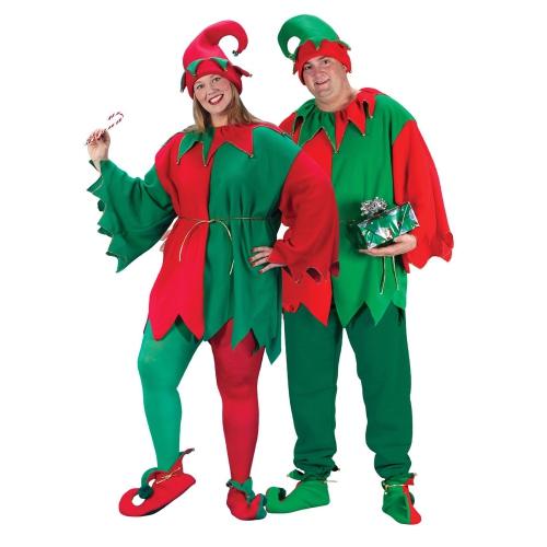 Red and Green Elf Adult Christmas Costume Set - Plus Size