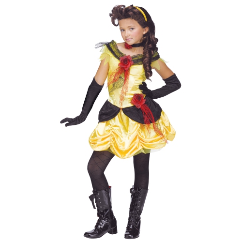 FUN WORLD  And Black Gothic Beauty Girls Children Halloween Costume - Medium In Yellow