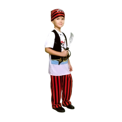Costume d'Halloween pour enfant, garçon pirate noir et rouge - moyen