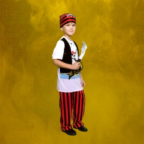 Costume d'Halloween pour enfant, garçon pirate noir et rouge - moyen