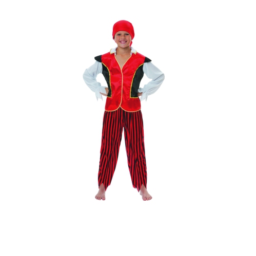 Costume d'Halloween, garçon pirate rouge et noir, enfant, grand