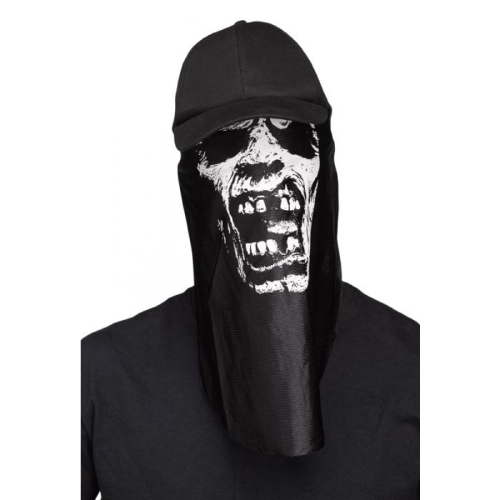 Black and White Zombie Halloween Cap Mask - One Size