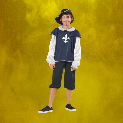 Costume d'Halloween Musketeer pour garçons - 7-9 ans - Bleu et blanc