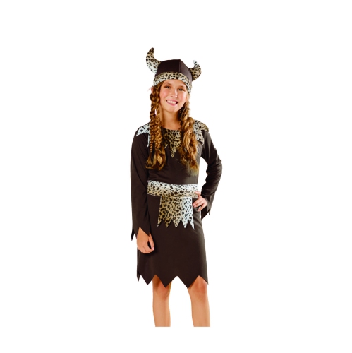 Costume d'Halloween pour filles, Viking brun et blanc - moyen