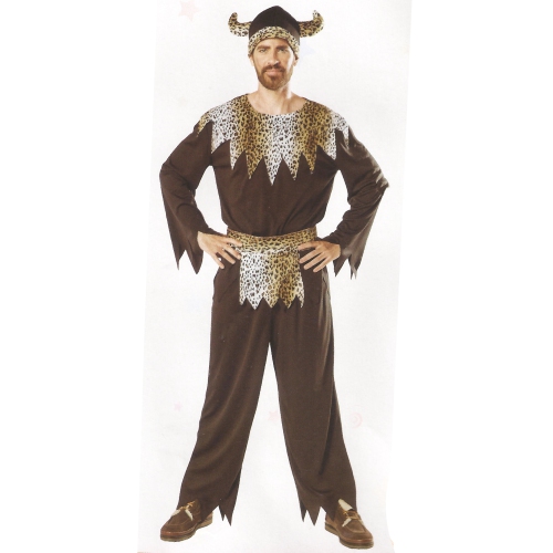 Brown and White Warrior Men Adult Halloween Costume - Medium