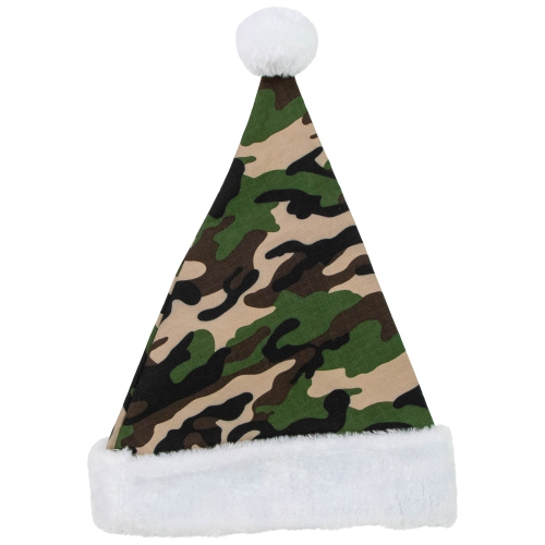 Chapeau de père Noël avec camouflage unisexe pour adulte - Taille unique - Vert et blanc