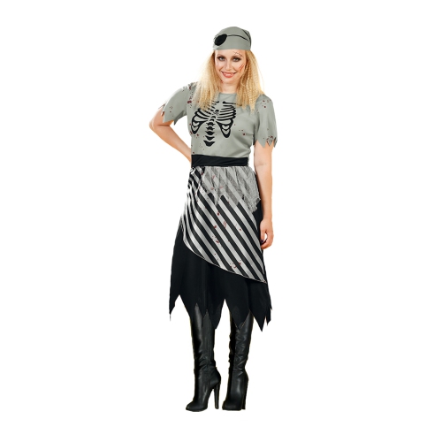 Black and Gray Pirate Women Adult Halloween Costume - Small