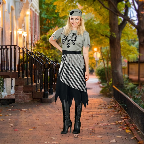 Black and Gray Pirate Women Adult Halloween Costume - Small