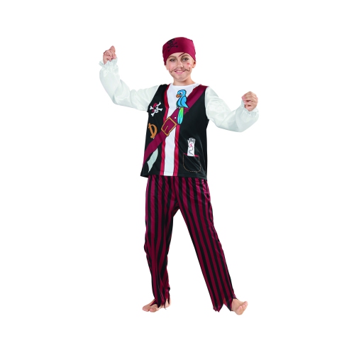 Red and Black Boy Child Pirate Halloween Costume - Small