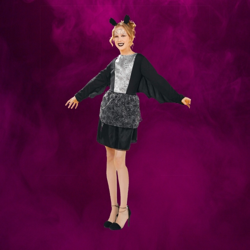 Costume d'Halloween pour filles – vampire noir et argenté – moyen