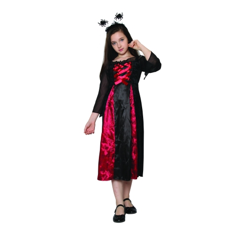 Costume d'Halloween princesse araignée rouge et noire pour enfant - Grand