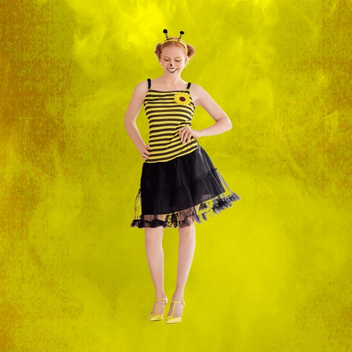 Adult Women's Bumblebee Tank Dress Halloween Costume - Medium - Black and Yellow