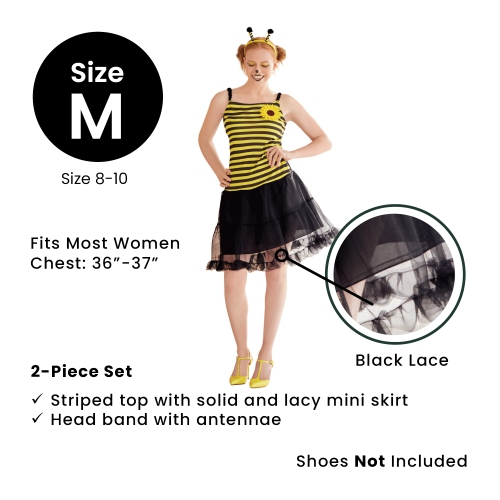 Adult Women's Bumblebee Tank Dress Halloween Costume - Medium - Black and Yellow