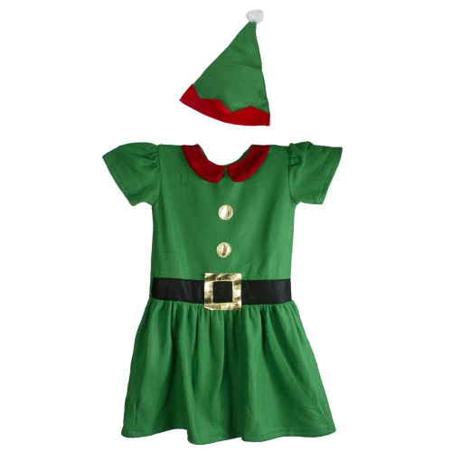 Costume de Noël, elfe, fille verte et rouge, 28 po - 6-8 ans