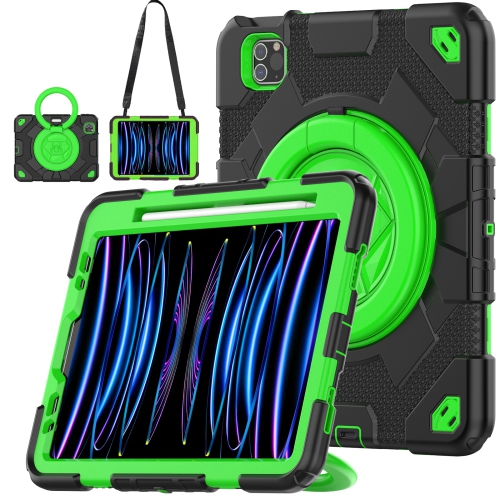 XCRS  Heavy Duty Kids Rugged Spider Shockproof Cover With Rotating Stand, Shoulder Strap, Defender Case for Apple Ipad Air (2022), Air 4 (2020)/ Ipad Pro 11 (2021 / 2020 / 2018)