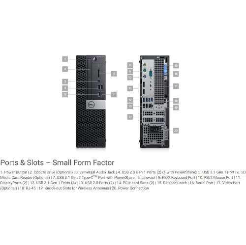 Refurbished Dell OptiPlex 7070, SFF Intel UHD Graphics 630,i7-9700, 16GB, 256GB, PCIe, 2 Years Warranty, 100552-20451
