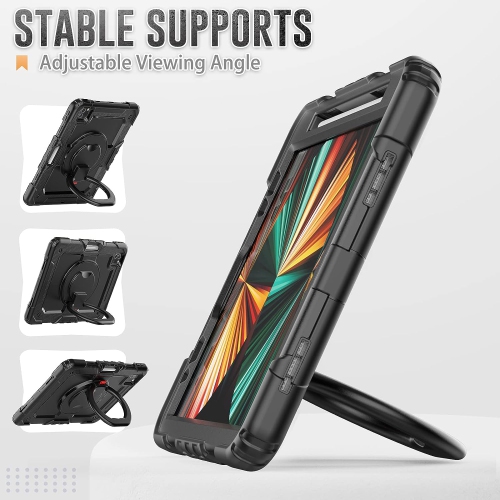 XCRS Rugged Kickstand Cover, Portable Folding Handle Grip 360° Rotating Kickstand Shockproof Hybrid Case for Apple iPad Air, Air 4 (2020)/ iPad Pro