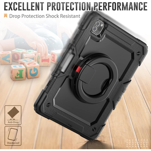 XCRS Rugged Kickstand Cover, Portable Folding Handle Grip 360° Rotating Kickstand Shockproof Hybrid Case for Apple iPad Air, Air 4 (2020)/ iPad Pro