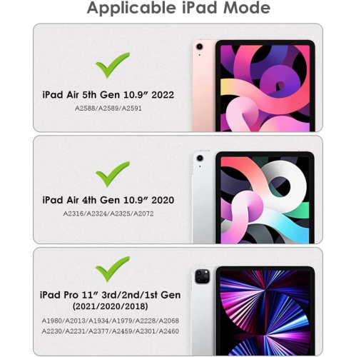 XCRS Rugged Kickstand Cover, Portable Folding Handle Grip 360° Rotating Kickstand Shockproof Hybrid Case for Apple iPad Air, Air 4 (2020)/ iPad Pro