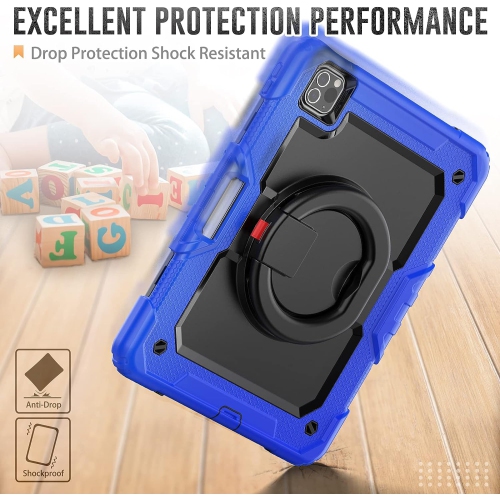 XCRS Rugged Kickstand Cover, Portable Folding Handle Grip 360° Rotating Kickstand Shockproof Hybrid Case for Apple iPad Air, Air 4 (2020)/ iPad Pro