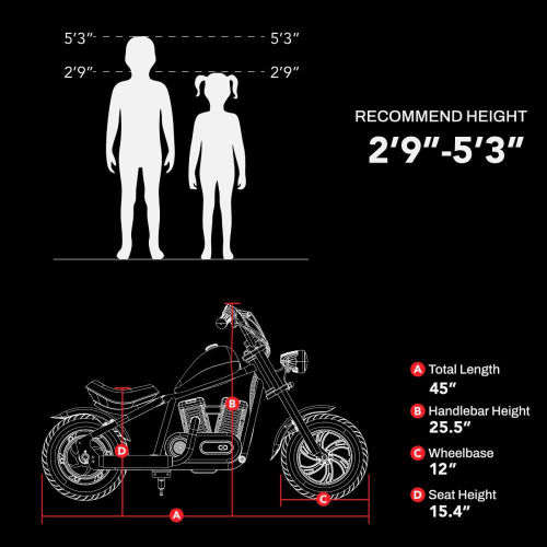 HYPER GOGO CRUISER 12 PLUS- moto-vélo électrique pour enfants - motocyclette électrique pour enfants en bleu clair