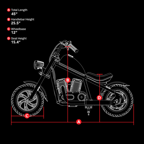 HYPER GOGO CRUISER 12 DELUXE - Electric Motorcycle for Kids, Ambient Light, Music Speaker, Simulated Fog Emission, Max 10Mph & 60 Minutes Ride Time
