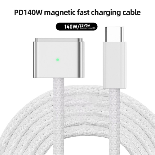 axGear USB C to Magsafe 3 Charging Cable Braided Wire 6.5 Ft 2M Charging Cord with LED Charging Indicator