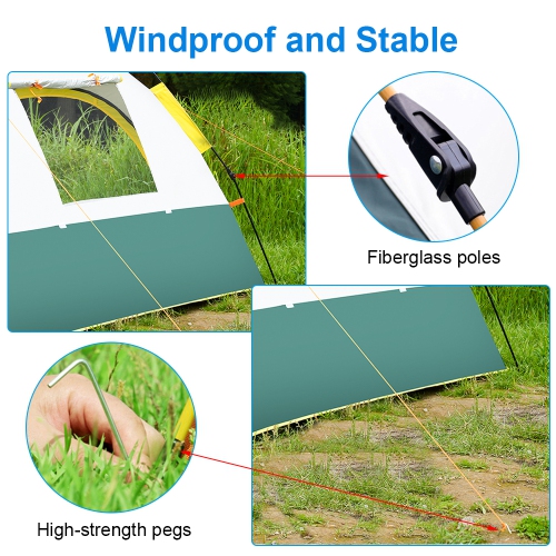 axGear Camping Tent Waterproof Windproof Dome Hiking Tent 2 to 4 People Family