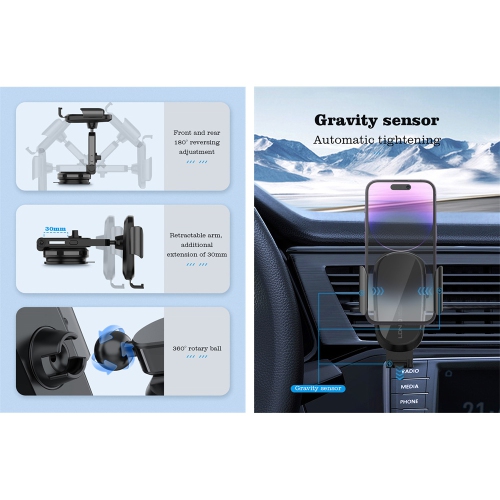 axGear Dashboard Car Phone Holder Qi Wireless Fast Charger /w Super Suction Cup Universal