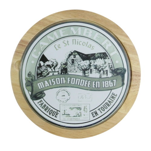 8.5" Wood and Glass Cheese Cutting Board with Fork and Knives