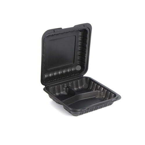 150-Count 3-Compartment Hinged Black Meal Prep/Take Out Containers - 9"