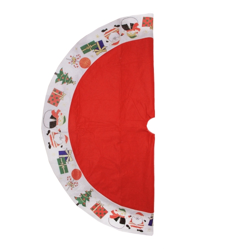 48" Red with White Border Christmas Day Fun and Surprise Christmas Tree Skirt