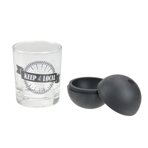 Gobelet en verre avec moule à glaçons sphérique noir de Keep It local - 10&nbsp;oz