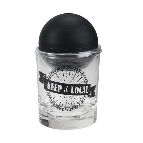 Gobelet en verre avec moule à glaçons sphérique noir de Keep It local - 10 oz